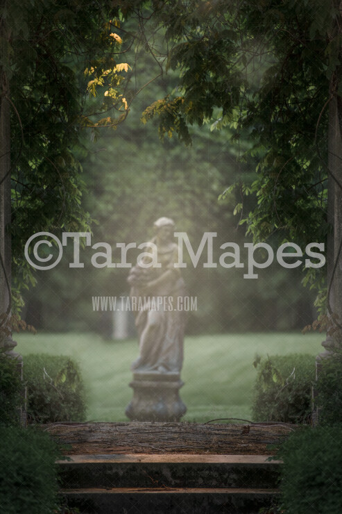 Garden Arch- Castle Landing - Statue Garden Soft Creamy Background - JPG file - Photoshop Digital Background / Backdrop