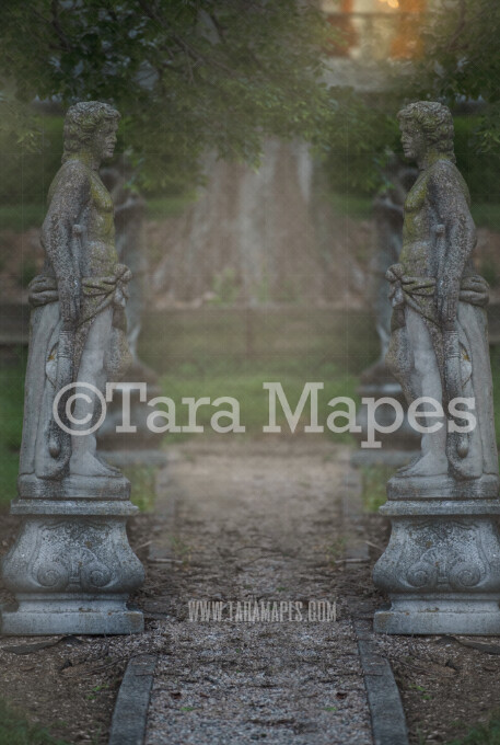 Garden Statues - Statue Garden- Castle Landing - Soft Creamy Background - JPG file - Photoshop Digital Background / Backdrop