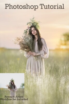 Soft Sunset Painterly Photoshop Tutorial- Skin &amp; Portrait Retouch Action Workflow Set Included- Fine Art Tutorial by Tara Mapes