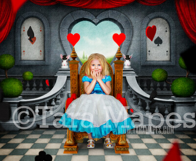 Alice in Wonderland Throne - Alice&#39;s Wonderland Throne in Wonderland  - JPG file Digital Background Backdrop