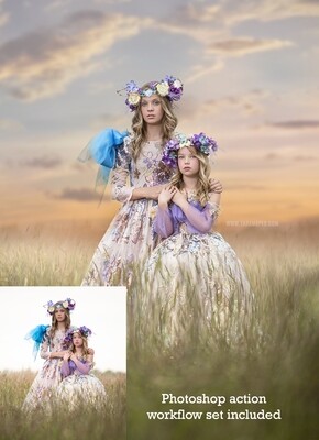 Sisters Painterly Photoshop Tutorial- Skin &amp; Portrait Retouch Action Workflow Set Included -- Fine Art Tutorial by Tara Mapes