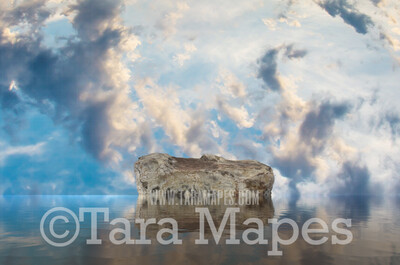 Mermaid Digital Backdrop - Mermaid Rock in Ocean 6  - Mermaid Rock  -  Digital Background