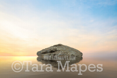 Mermaid Digital Backdrop - Mermaid Rock in Ocean 4  - Mermaid Rock  -  Digital Background