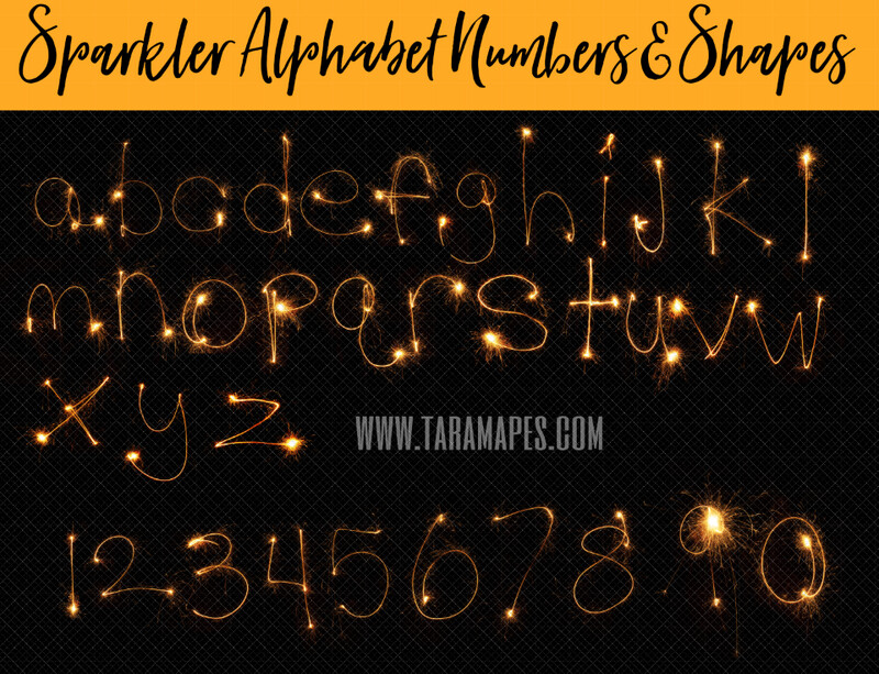 Sparkler Overlays - Sparkler Alphabet Numbers and Shapes - Sparkler Words - Capital Letters Lower Case Numbers and Shapes - New Years - New Year Fireworks Letters Overlays