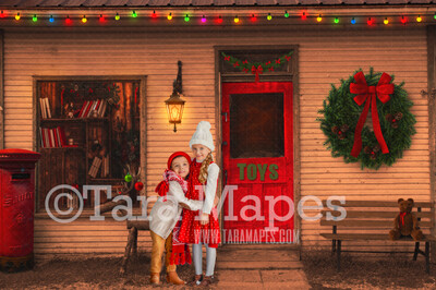 Christmas Shop in Christmas Town- Holiday Christmas Street - Christmas Town Winter Wonderland - FREE SNOW OVERLAY included - Storefront