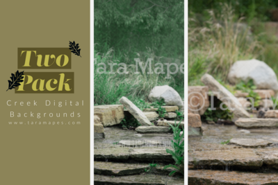Creek Digital Background Backdrop - TWO PACK - Creek Digital Backdrops for Portraits Digital Background
