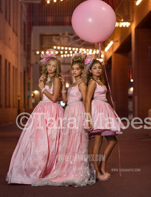 Colorful Alley in City Digital Background Backdrop - Lights in City Alley for Portraits Digital Background