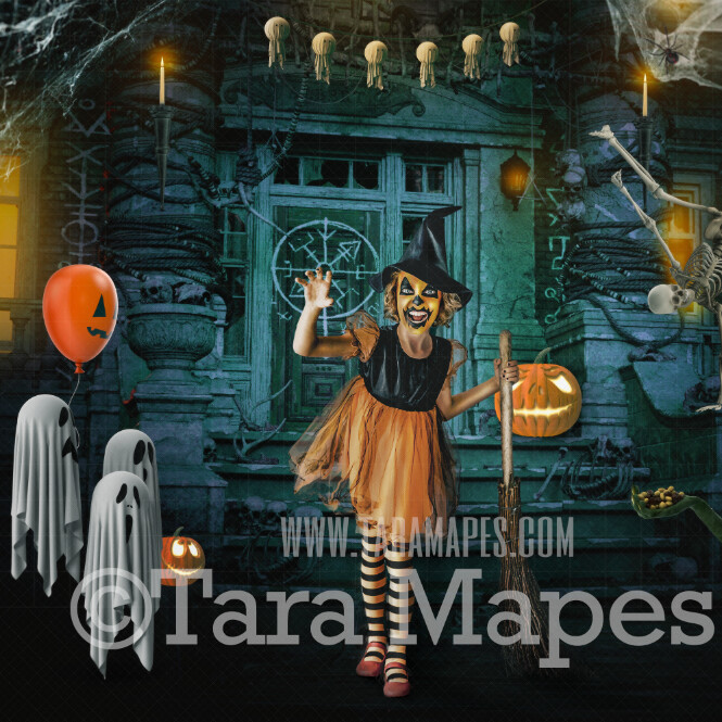 Halloween Digital Backdrop - Haunted House - Trick or Treating - Fun Spooky - Kid Friendly - Digital Background / Backdrop
