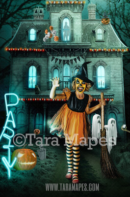 Halloween Digital Backdrop - Haunted House - Trick or Treating - Fun Spooky - Kid Friendly - Digital Background / Backdrop