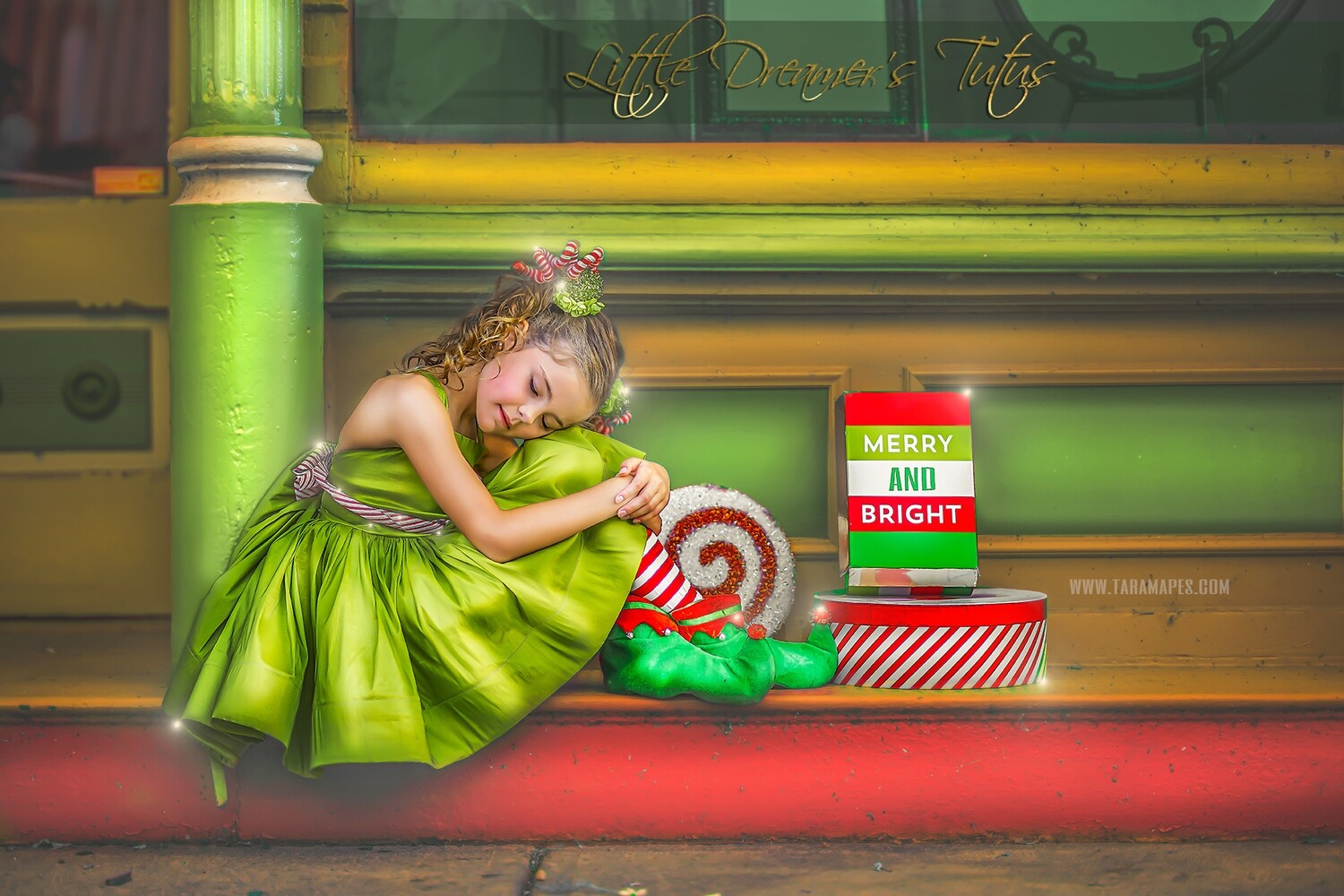 Christmas Digital Backdrop - Storefront Stoop - Christmas Stoop - Christmas Digital Background - FREE SNOW OVERLAY and BLOWING SNOW OVERLAY INCLUDED