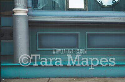 Storefront Stoop Digital Background - Blue Store Steps Stairs Stoop - JPG file - Photoshop Digital Background / Backdrop