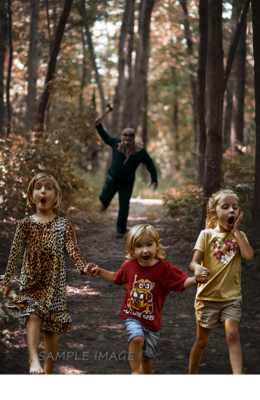 Halloween Digital Backdrop - Serial Killer Chase - Fun Spooky - Killer in Woods 1-  Digital Background / Backdrop