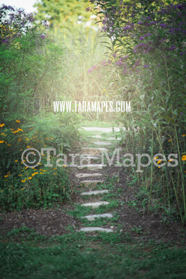 Garden Walkway Digital Backdrop - Garden Path - Natural Digital Background