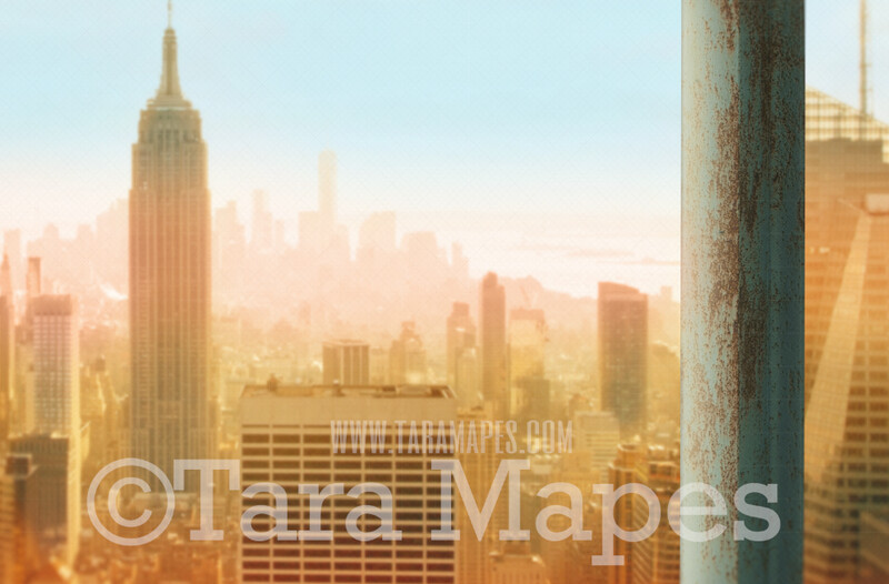 Superhero Digital Backdrop - Beam over New York City - Superhero Beam over City - Superhero City Digital Background