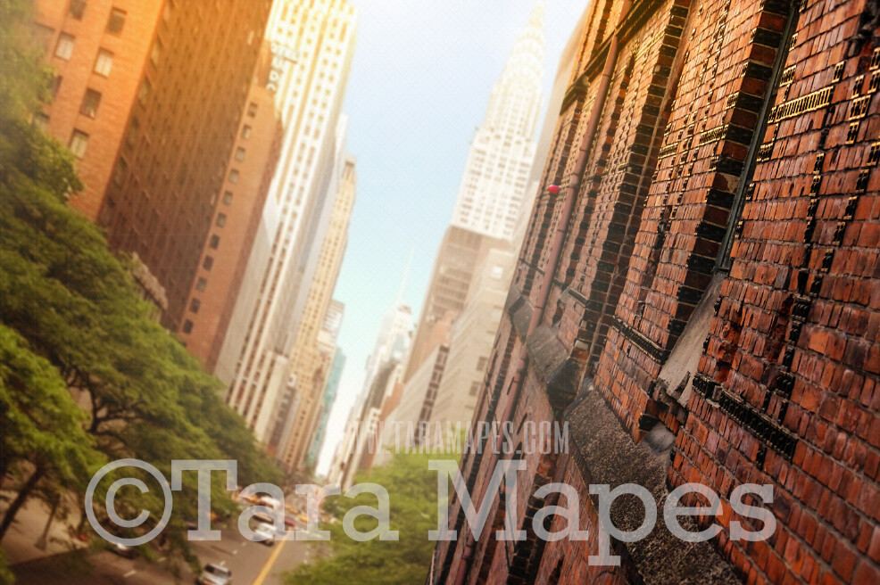 Superhero Digital Backdrop - Tilted Building Side New York City - Superhero Side of Building NYC Superhero City Digital Background