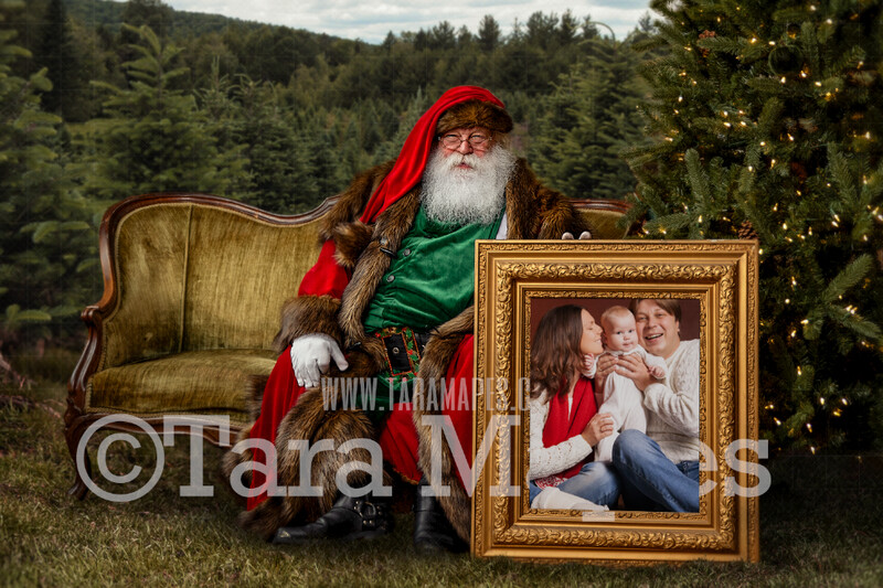 Santa with Picture Frame-  Santa Frame JPG -  Victorian Santa - Holiday Christmas Digital Background / Backdrop