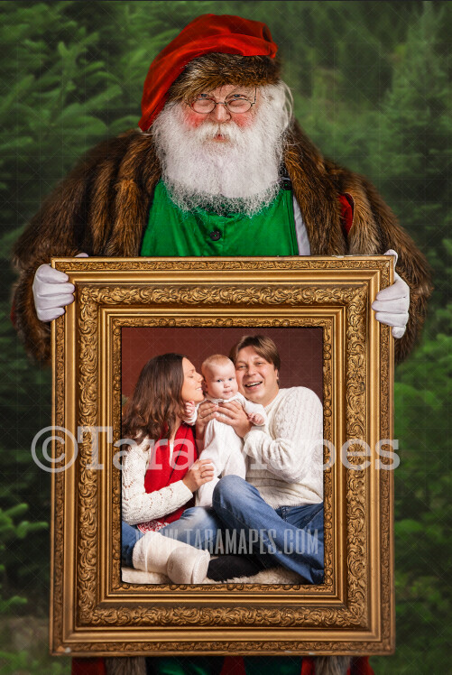 Santa with Picture Frame-  Santa Frame JPG -  Victorian Santa - Holiday Christmas Digital Background / Backdrop