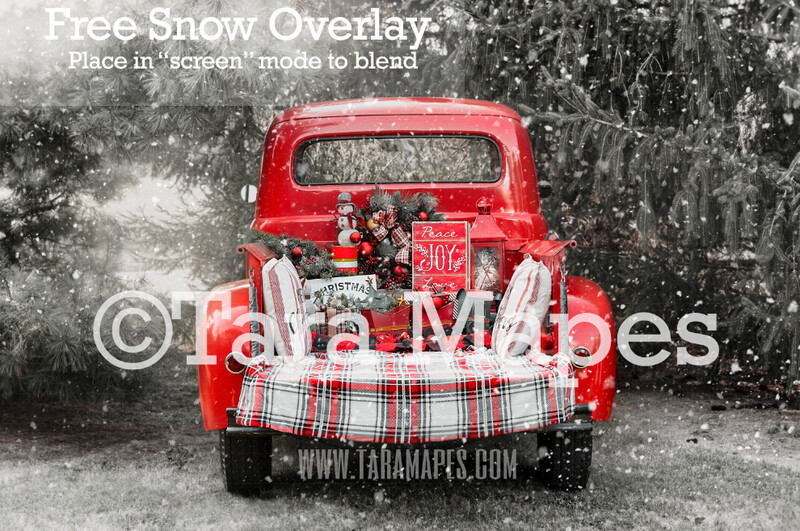 Red Vintage Truck Digital Backdrop - Christmas Truck in Tree Farm Winter Truck Digital Background Backdrop - Free Snow Overlay Included Red Vintage Truck Digital Backdrop - Christmas Truck in Tree Farm Winter Truck Digital Background Backdrop - Free Snow Overlay Included