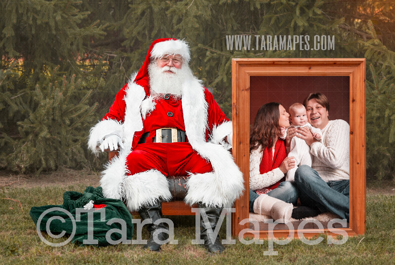 Santa Frame Digital Backdrop - Santa Holding Frame - Free Tutorial Link Below - Santa Christmas Digital Backdrop by Tara Mapes