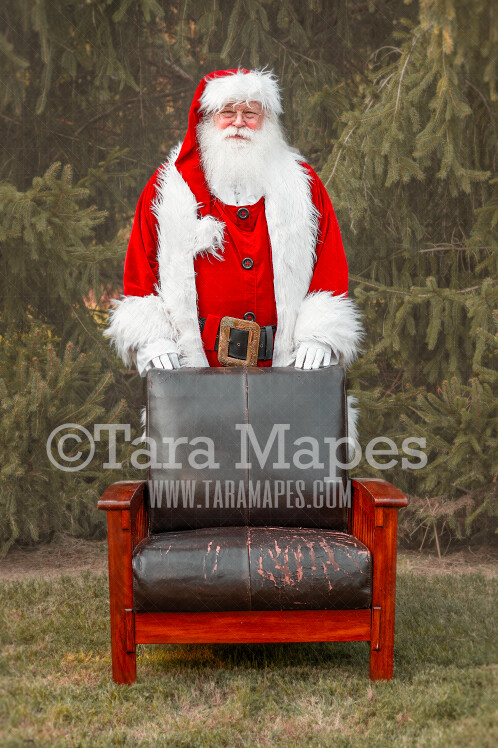 Santa Digital Backdrop - Santa Standing Behind Chair - Santa Christmas Digital Backdrop by Tara Mapes