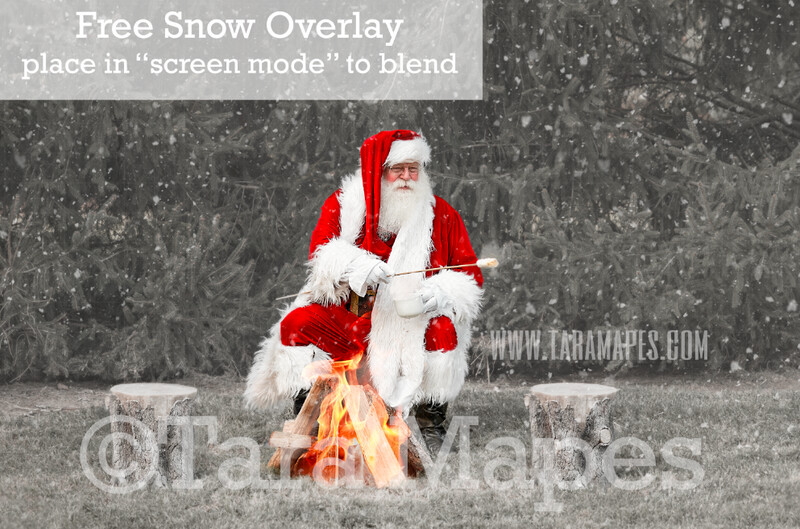 Santa Digital Backdrop - Santa Roasting Marshmallows by Pine Trees - Free Snow Overlay Included - Santa Christmas Digital Backdrop by Tara Mapes Santa Digital Backdrop - Santa Roasting Marshmallows by Pine Trees - Free Snow Overlay Included - Santa Christmas Digital Backdrop by Tara Mapes