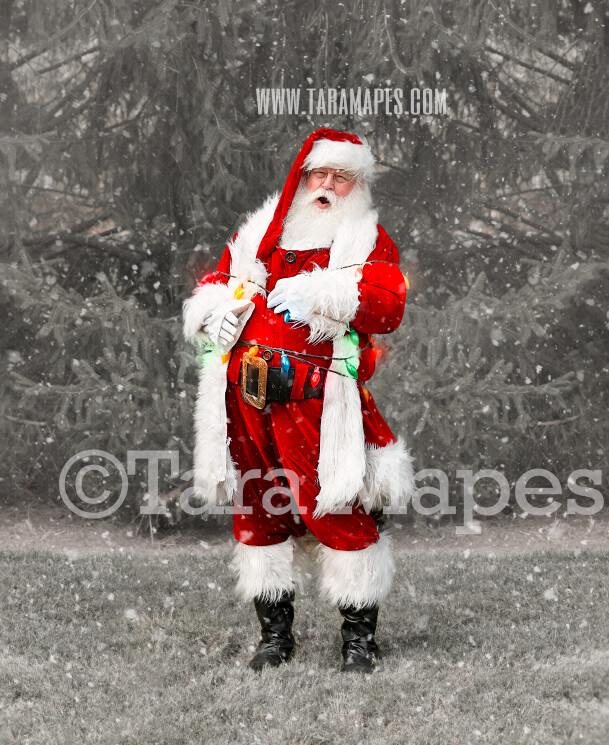 Santa Digital Backdrop - Santa Tied up with Christmas Lights - Funny Santa Backdrop - Free Snow Overlay Included - Santa Christmas Digital Backdrop by Tara Mapes Santa Digital Backdrop - Santa Tied up with Christmas Lights - Funny Santa Backdrop - Free Snow Overlay Included - Santa Christmas Digital Backdrop by Tara Mapes