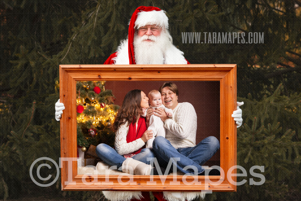 Santa Frame Digital Backdrop - Santa Holding Frame - Free Tutorial Link Below - Santa Christmas Digital Backdrop by Tara Mapes