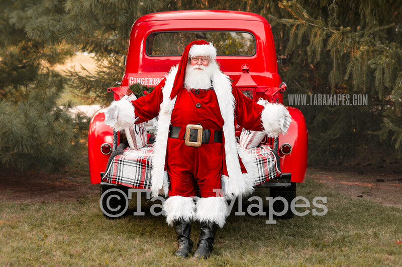 Santa Digital Backdrop - Red Vintage Truck Digital Backdrop - Santa Hug - Christmas Truck in Tree Farm Holiday Family Digital Background Backdrop Santa Digital Backdrop - Red Vintage Truck Digital Backdrop - Santa Hug - Christmas Truck in Tree Farm Holiday Family Digital Background Backdrop