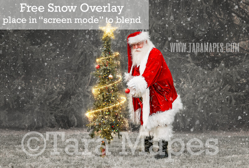 Santa Digital Backdrop - Santa Decorating Christmas Tree - Free Snow Overlay Included - Santa Christmas Digital Backdrop by Tara Mapes Santa Digital Backdrop - Santa Decorating Christmas Tree - Free Snow Overlay Included - Santa Christmas Digital Backdrop by Tara Mapes