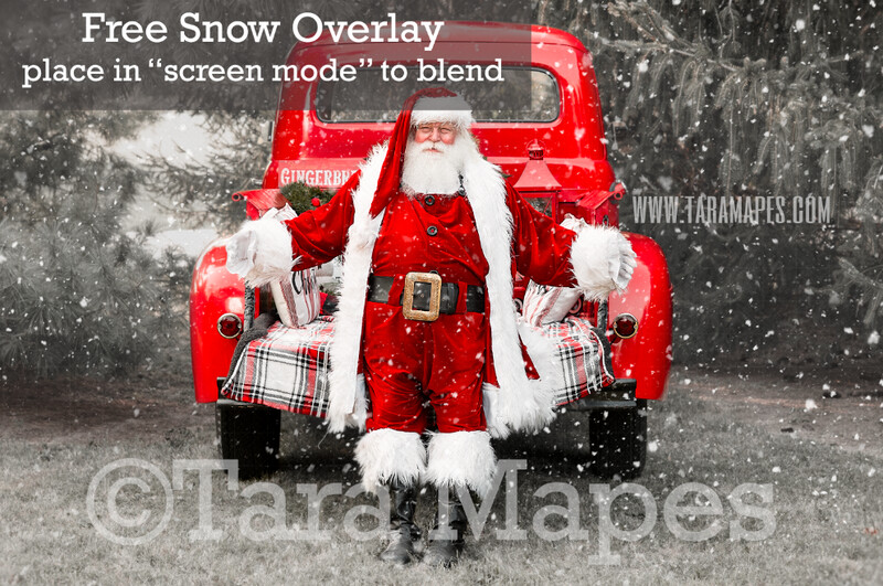 Santa Vintage Red Christmas Truck Digital Backdrop - Santa by Vintage Christmas Truck - Christmas Truck in Tree Farm - with Free Snow Overlay - Christmas Digital Background Santa Vintage Red Christmas Truck Digital Backdrop - Santa by Vintage Christmas Truck - Christmas Truck in Tree Farm - with Free Snow Overlay - Christmas Digital Background