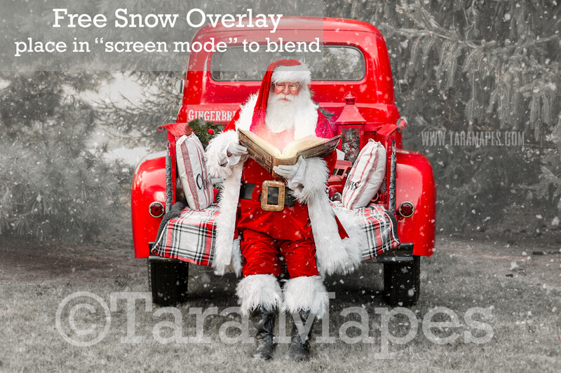 Santa Vintage Red Christmas Truck Digital Backdrop - Santa by Vintage Christmas Truck - Christmas Truck in Tree Farm - with Free Snow Overlay - Christmas Digital Background Santa Vintage Red Christmas Truck Digital Backdrop - Santa by Vintage Christmas Truck - Christmas Truck in Tree Farm - with Free Snow Overlay - Christmas Digital Background
