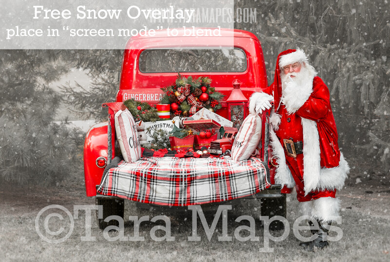 Santa Vintage Red Christmas Truck Digital Backdrop - Santa by Vintage Christmas Truck - Christmas Truck in Tree Farm - with Free Snow Overlay - Christmas Digital Background Santa Vintage Red Christmas Truck Digital Backdrop - Santa by Vintage Christmas Truck - Christmas Truck in Tree Farm - with Free Snow Overlay - Christmas Digital Background