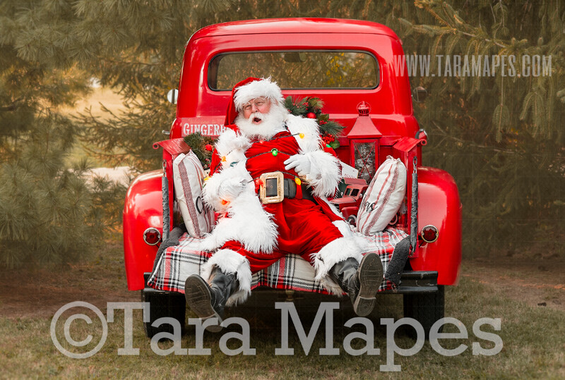 Santa Digital Backdrop - Santa Tied Up in Christmas Lights in Red Vintage Truck Digital Backdrop - Christmas Truck in Tree Farm Holiday Family Digital Background Backdrop Santa Digital Backdrop - Santa Tied Up in Christmas Lights in Red Vintage Truck Digital Backdrop - Christmas Truck in Tree Farm Holiday Family Digital Background Backdrop