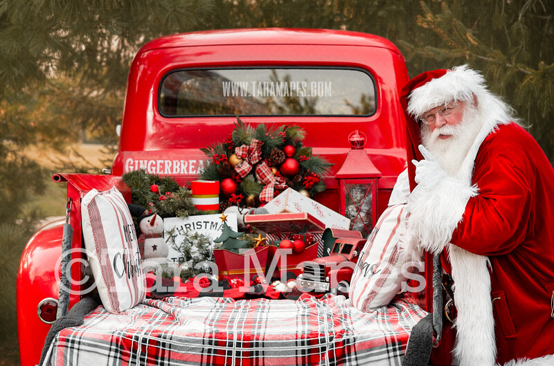 Santa Digital Backdrop - Santa Saying Shh by Red Vintage Truck Digital Backdrop - Christmas Truck in Tree Farm Holiday Family Digital Background Backdrop Santa Digital Backdrop - Santa Saying Shh by Red Vintage Truck Digital Backdrop - Christmas Truck in Tree Farm Holiday Family Digital Background Backdrop