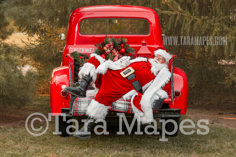 Santa Digital Backdrop - Santa Sleeping in Christmas Truck - Vintage Red Christmas Truck Digital Backdrop - Christmas Truck in Tree Farm - Christmas Digital Background Santa Digital Backdrop - Santa Sleeping in Christmas Truck - Vintage Red Christmas Truck Digital Backdrop - Christmas Truck in Tree Farm - Christmas Digital Background
