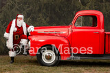 Santa Digital Backdrop - Santa&#39;s Truck- Christmas Truck in Tree Farm Holiday Family Digital Background Backdrop