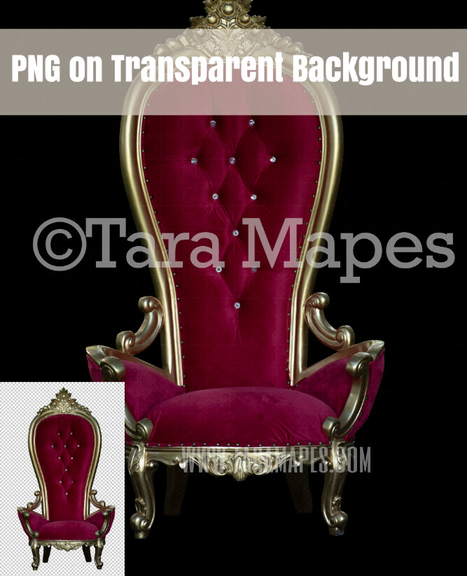 Throne Overlay - Red Throne - King's Chair - Queen's Chair Overlay -Throne  Clipart - PNG on transparent background- Digital Overlays by Tara Mapes  Enchanted Eye Creations