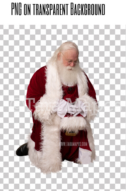 Santa Overlay PNG - Santa Kneeling Overlay - Santa Clip Art - Santa Cut Out - Christmas Overlay - Santa PNG - Christmas Overlay
