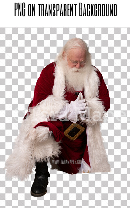 Santa Overlay PNG - Santa Kneeling - Santa Praying Overlay - Santa Clip Art - Santa Cut Out  - Christmas Overlay - Santa PNG - Christmas Overlay