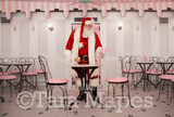 Santa Digital Backdrop - Santa in Old Fashioned Ice Cream Parlor - Fifties Ice Cream Parlor - Ice Cream Shop Santa - Vintage Christmas Digital Background Backdrop