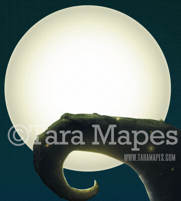 Halloween Digital Backdrop -Spiral Hill by Moon- Curly Hill by Moon at Night - Halloween Digital Background Backdrop
