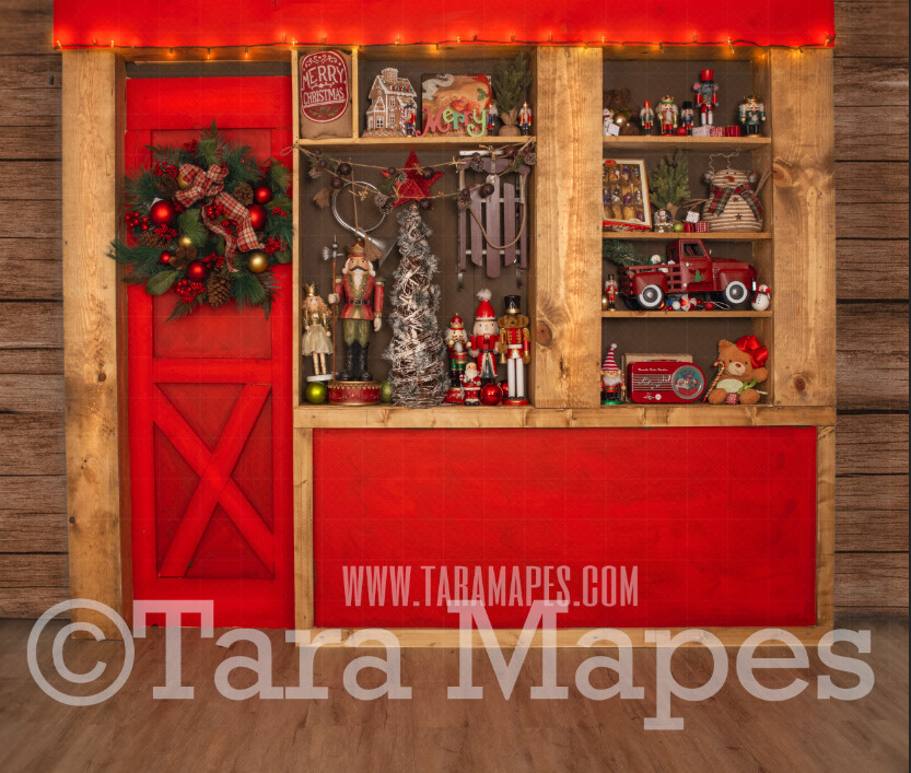 Santas Workshop Digital Backdrop - Santa's Toy Shop - Santa's Store - Christmas Digital Background by Tara Mapes