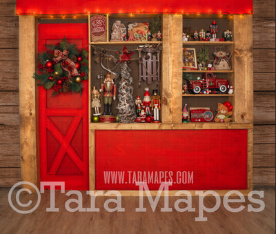 Santas Workshop Digital Backdrop - Santa&#39;s Toy Shop - Santa&#39;s Store - Christmas Digital Background by Tara Mapes