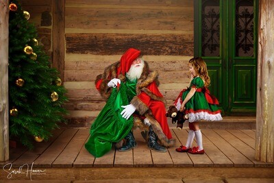 Santa Digital Backdrop - Victorian Santa at Cabin - Santa&#39;s Cabin - Christmas Digital Background by Tara Mapes