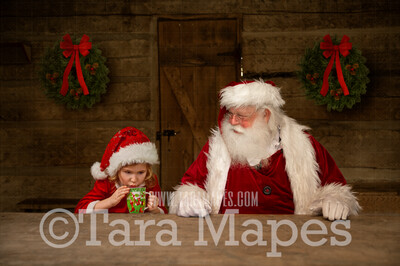 Santa Digital Backdrop - Santa&#39;s Table - Santa&#39;s Workshop - Conversation with Santa -  Layered PSD Digital Background Backdrop -