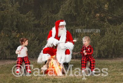 Santa Digital Backdrop - Santa Roasting Marshmallows - Roasting Marshmallows with Santa Christmas Digital Backdrop by Tara Mapes