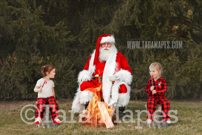 Santa Digital Backdrop - Santa Roasting Marshmallows - Roasting Marshmallows with Santa Christmas Digital Backdrop by Tara Mapes