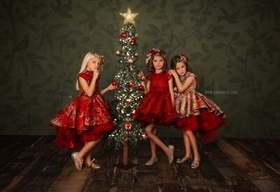 Studio Christmas Digital Backdrop - Christmas Tree in Studio  - Ladder and Christmas Tree Christmas Digital Background by Tara Mapes