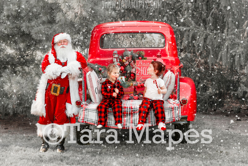 Santa Vintage Red Christmas Truck Digital Backdrop - Santa Sitting on Vintage Christmas Truck - Christmas Truck in Tree Farm - with Free Snow Overlay - Christmas Digital Background Santa Vintage Red Christmas Truck Digital Backdrop - Santa Sitting on Vintage Christmas Truck - Christmas Truck in Tree Farm - with Free Snow Overlay - Christmas Digital Background