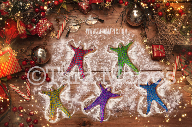 Christmas Cookies Flour Angels 2021 Christmas Digital Background for Kids on Cutting Board LAYERED PSD  - Christmas Card - Flour Angels - Christmas Cookie  - Christmas Digital Background